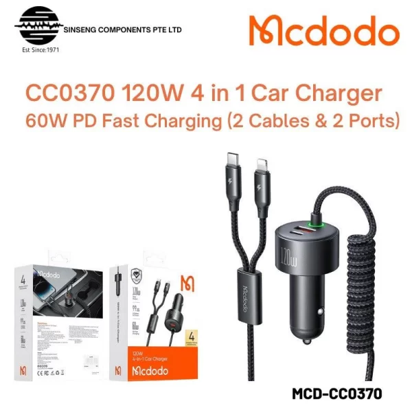 Mc Dodo 120W  4 in 1 car charger - Image 3