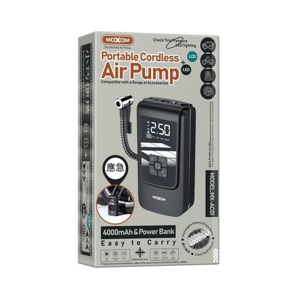 MULTIFUNKCIONALNA PUMPA MOXOM SA STARTEROM ZA AUTOMOBILI POWER BANKOM MX-AC01
